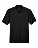 Harriton Men's 5.6 oz. Easy Blend Polo with Pocket M265P BLACK Pocket